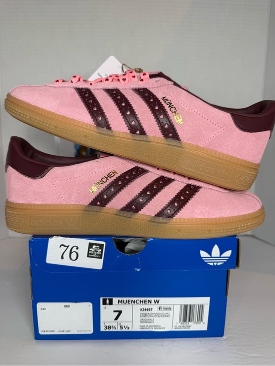 adidas Shoes - adidas Pink and Burgundy Suede München Sneakers